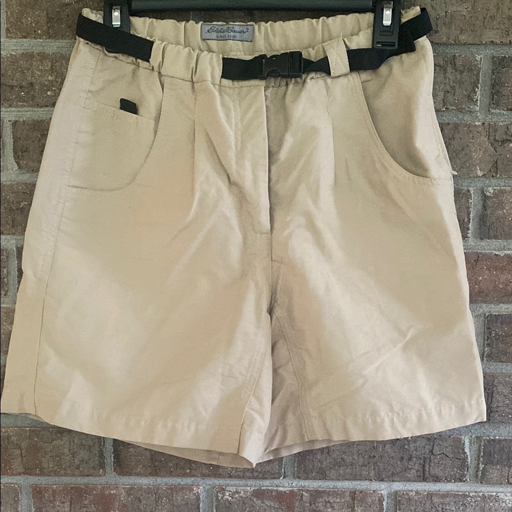 Eddie Bauer Beige Cargo Shorts with Black Belt